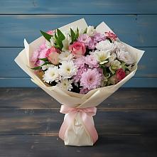 Букет цветов из:  Хризантемы, Альстромерии и Розы #REPLACE_PRED# Мирном Республики Саха (Якутия)